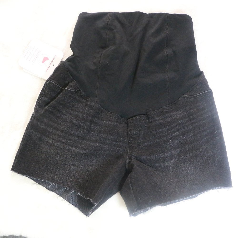 Isabel Maternity Black Midi Cut-Off Short